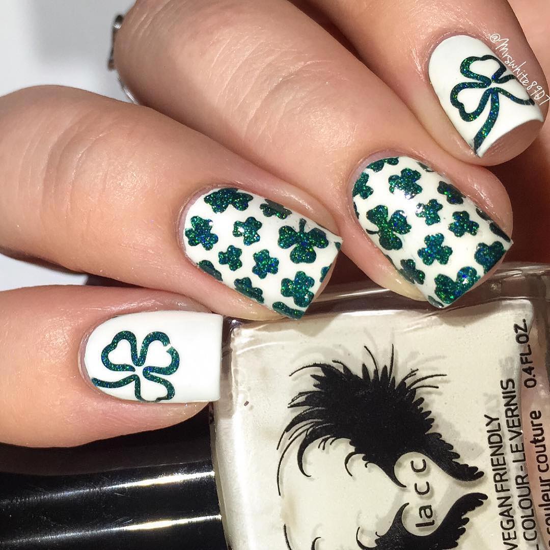 Playful Lop‑Sided Green Stencil Nails