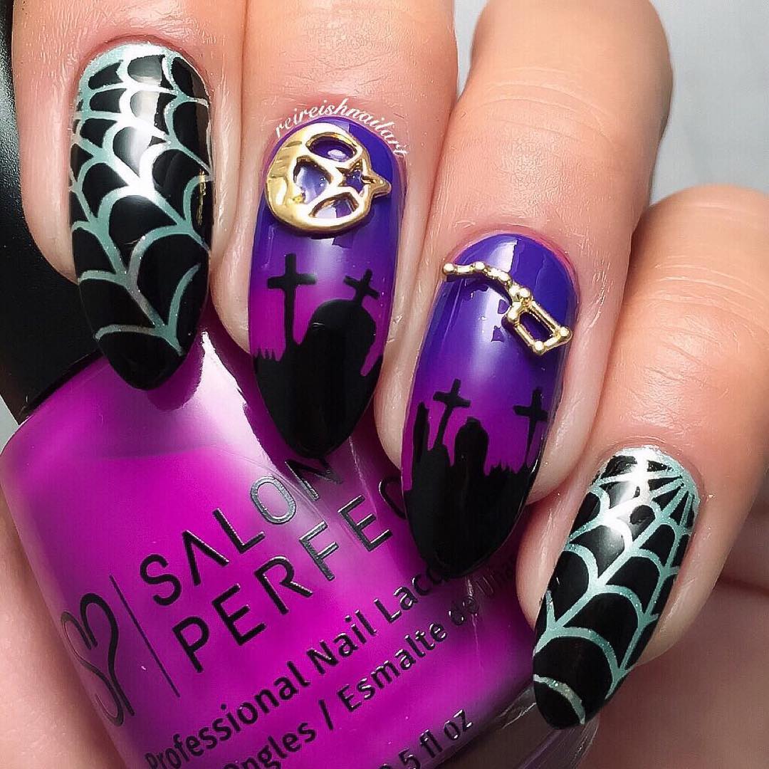 Midnight Graveyard Nail Design Ideas